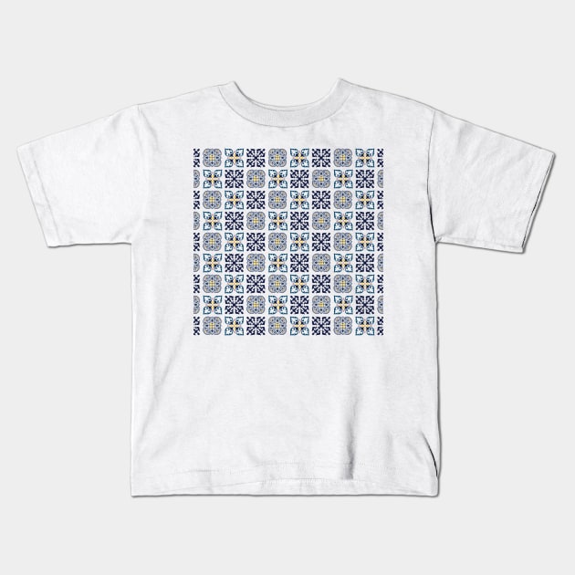 Blue tile pattern Kids T-Shirt by SamridhiVerma18